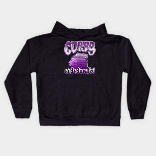 Curvy and educated, stack of purple books Kids Hoodie